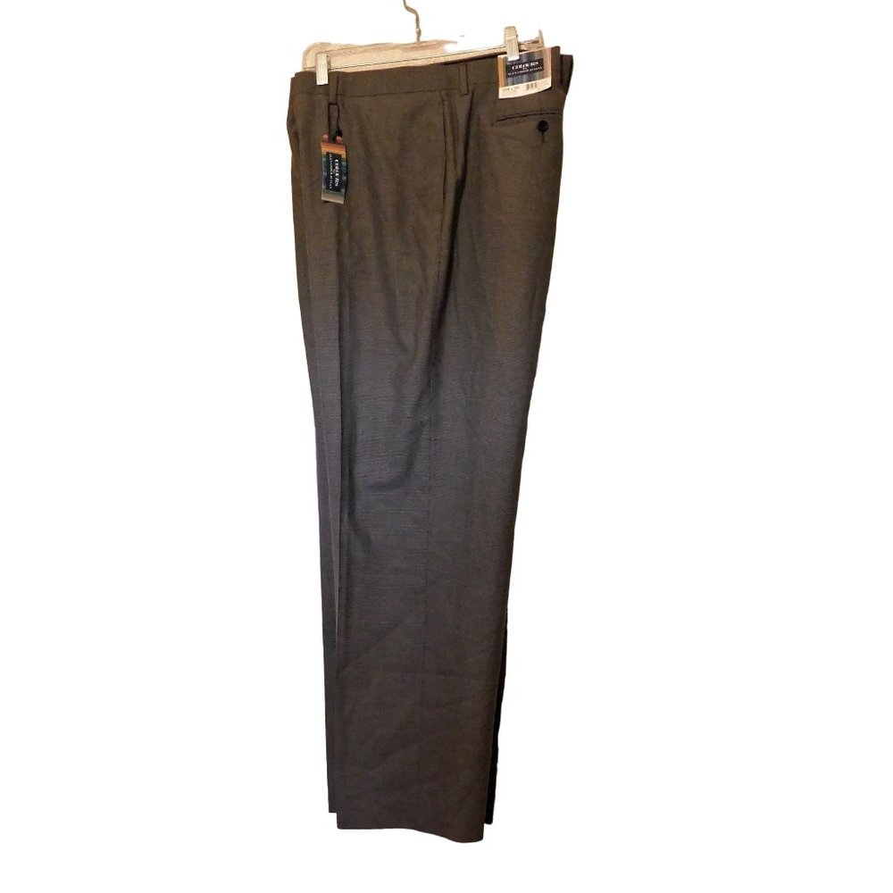 Colours Alexander Julian Pants 42x32 Black Tick Print Polyester Blend Flat Front
